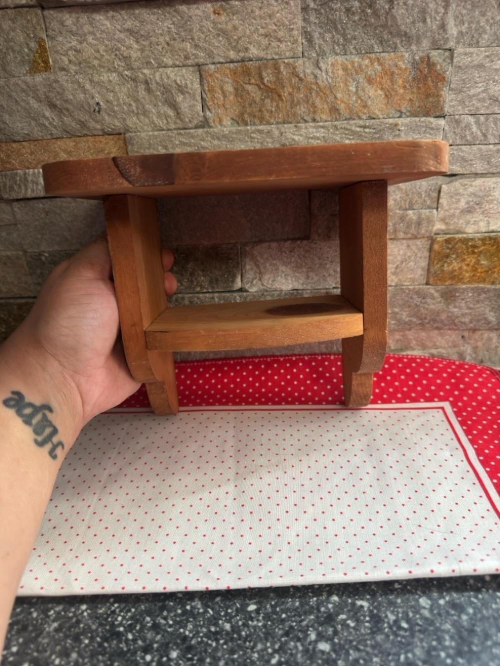 Small Wooden Display Shelf - Natural Wood
